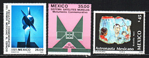 Мексика, 1985, Исследование космоса, Спутник, Живопись, Астронавт, 3 марки